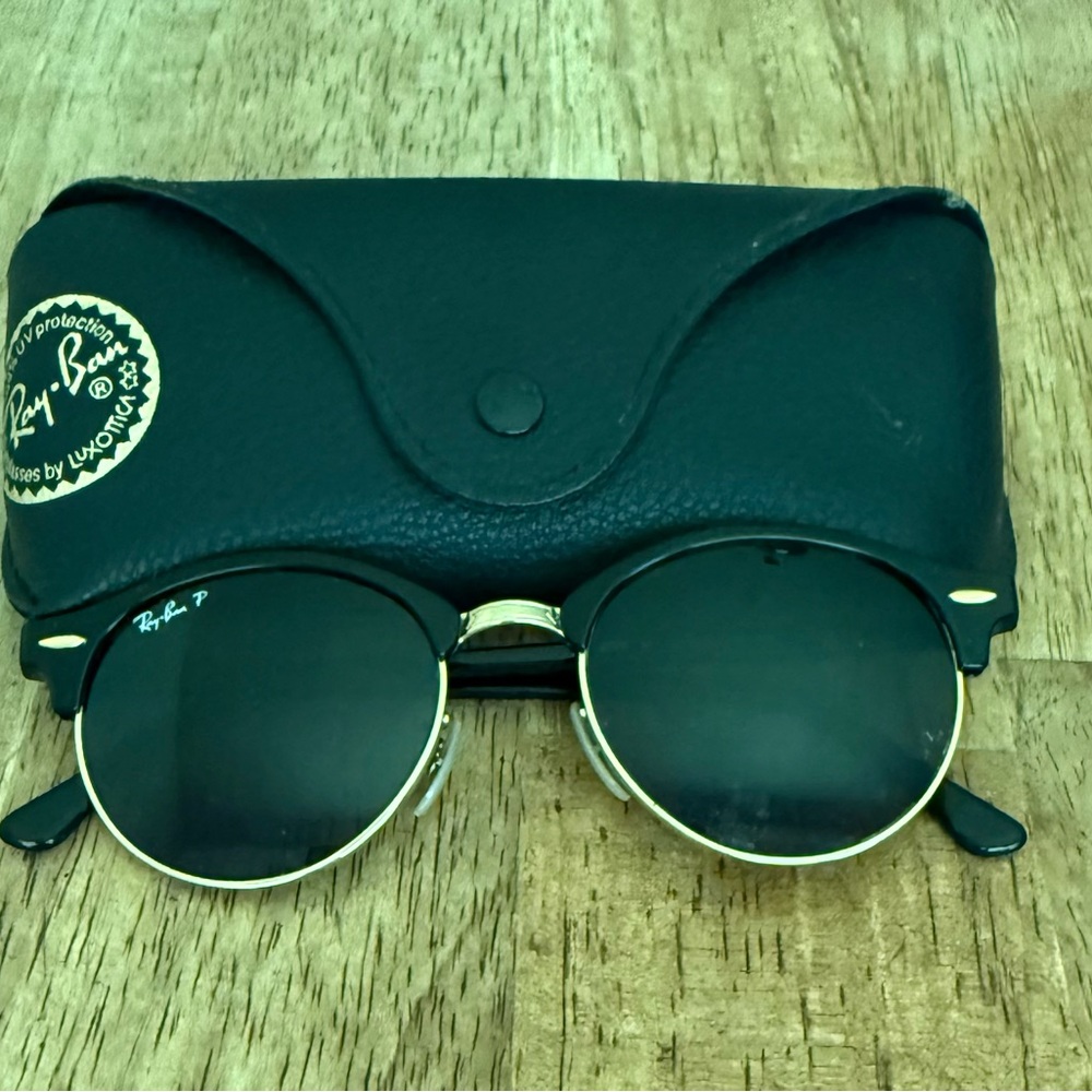 Ray-Ban Black and Gold Clubmaster Sunglasses